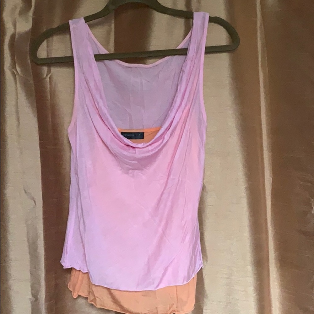 Pink and sherbet orange layered top- Express M